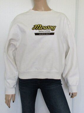 MOUSSY Sweatshirt Size Free (M/L) White Crew Pullover